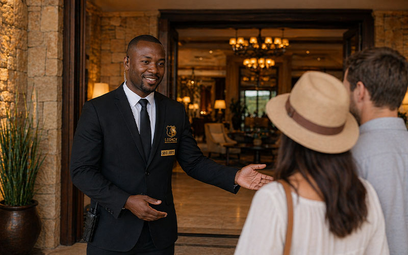 Legacy Protection Services hospitality security team protecting hotel guests and property