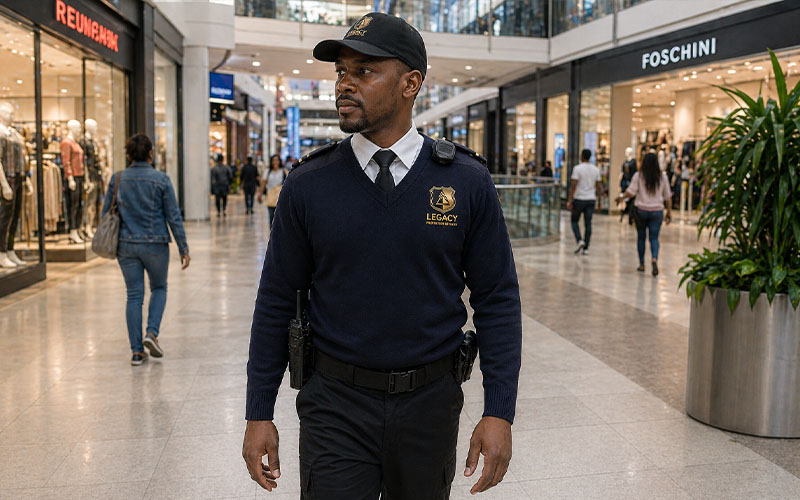 Legacy Protection Services retail security team providing loss prevention and manned guarding at shopping centre
