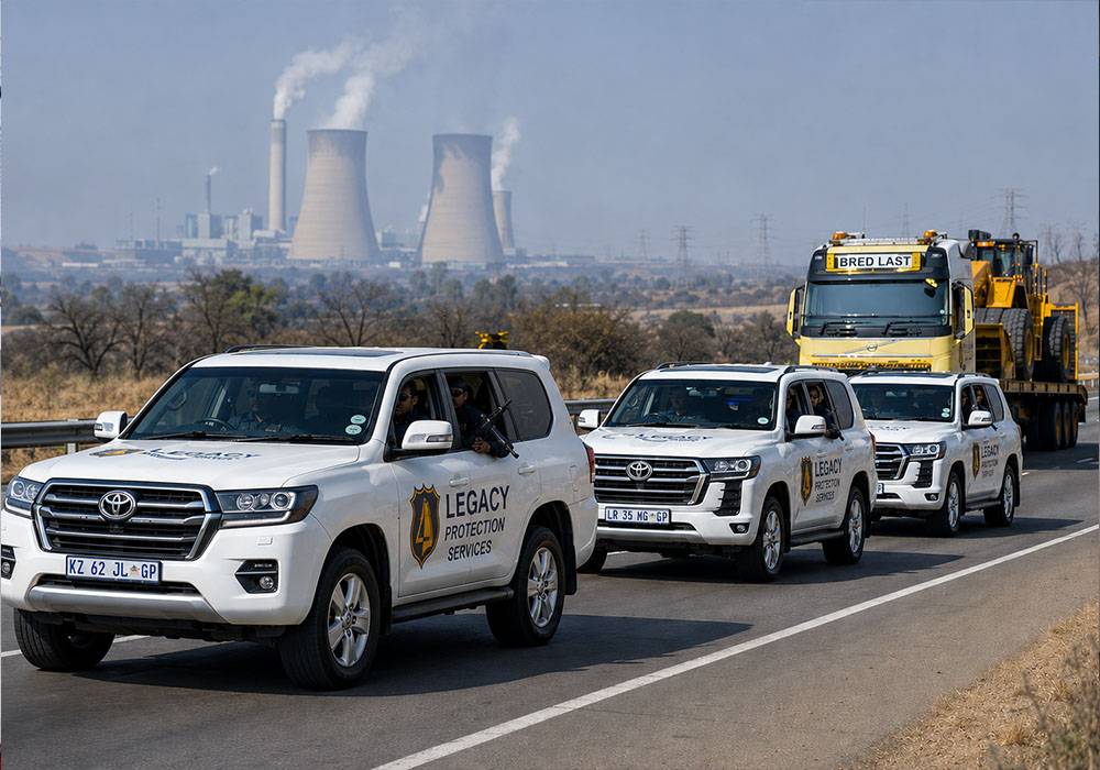 Legacy Protection Services armed logistics security team protecting high-value cargo during transport across African corridors